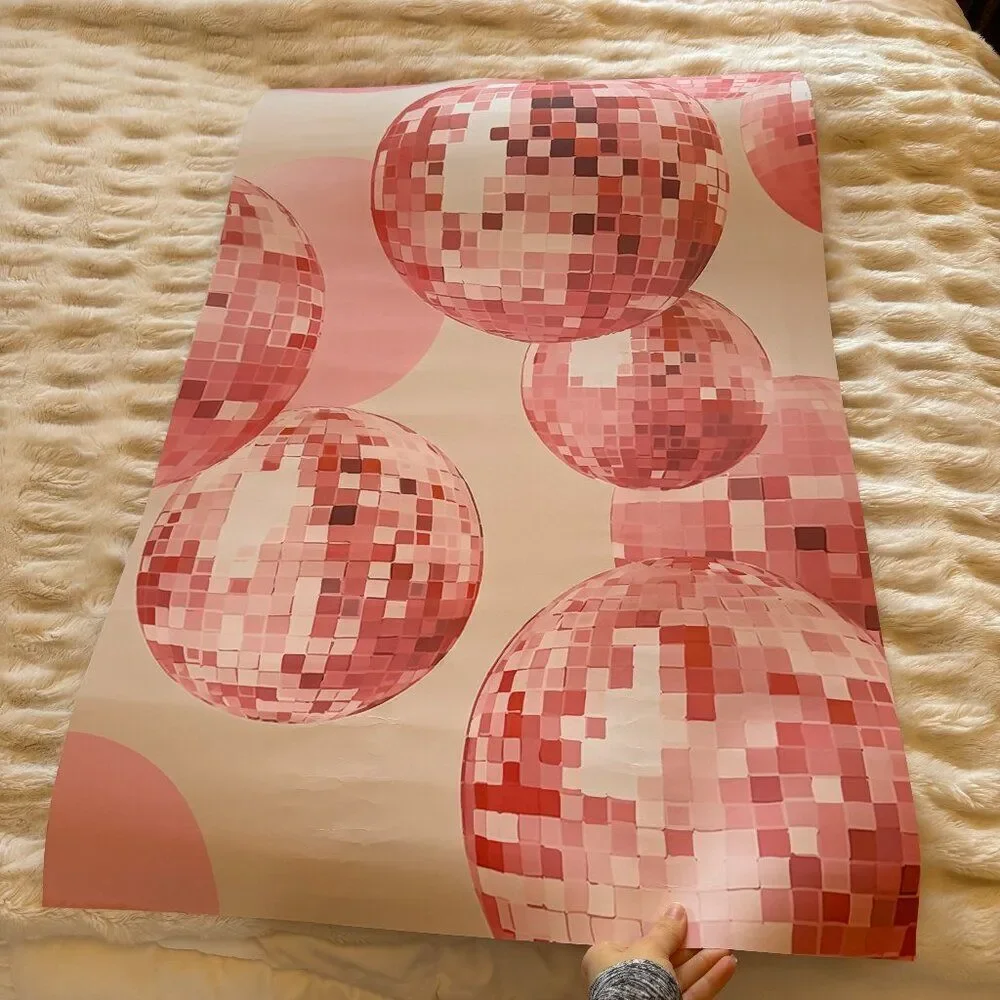 Urban Outfitters Pink Disco Ball Art Print Poster